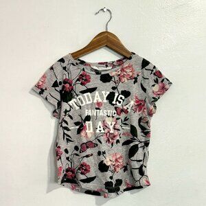 H&M Gray Pink Flowers Shirt